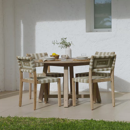 Shiro 4 Seater Round Wooden Garden Dining Set with Saffron Natural/Beige Dining Chairs - Laura James