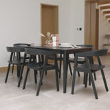 Paul Black Oak Extending Dining Table Set - 6 Seater - Ella Black Oak Carver Chairs- Laura James