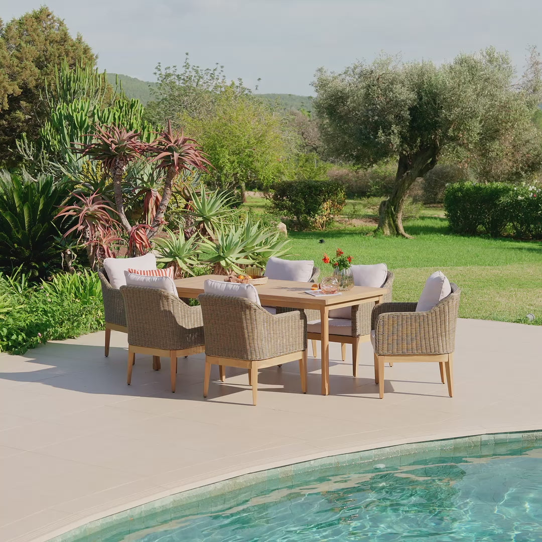 Harlyn 6 Seater Wooden Garden Dining Set with Harlyn Chairs - 200cm - Laura James