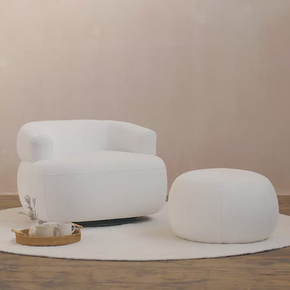 Nathalia 86cm Swivel Armchair - Chalk White Boucle - Laura James 