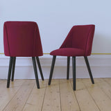 Freya Burgundy Red Dining Chair - Set of 2 - Black Oak Legs - Laura James 