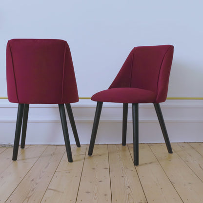 Freya Burgundy Red Dining Chair - Set of 2 - Black Oak Legs - Laura James 