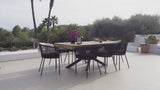 Amelia 8 Seater Natural Wood Black Legs Garden Dining Set - Hali Black Chairs - Laura James