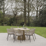 Willow 6 Seater Round Wooden Garden Dining Set - Hali Black Chairs