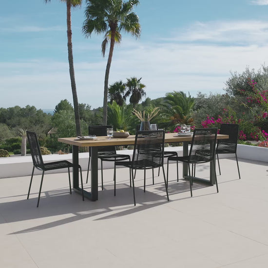 Hali 6 Seater Wooden Garden Dining Set with Ryder Black Chairs - 175cm - Laura James