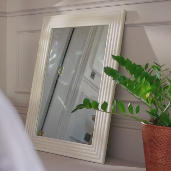 Orkney 100x70cm Wooden Mirror - Oatmeal - Laura James 