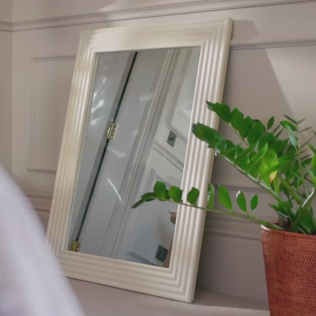 Orkney 100x70cm Wooden Mirror - Oatmeal - Laura James 