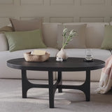 Jade Jet Black Mango Wood Oval Coffee Table - Laura James