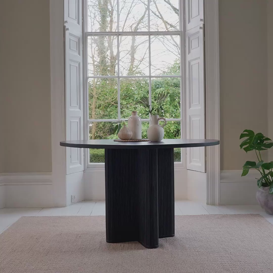 Orla Black Mango Wood Round Dining Table - Laura James