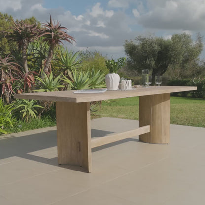 Imani 8 Seater Wooden Garden Dining Table - Light Brush Acacia - Laura James