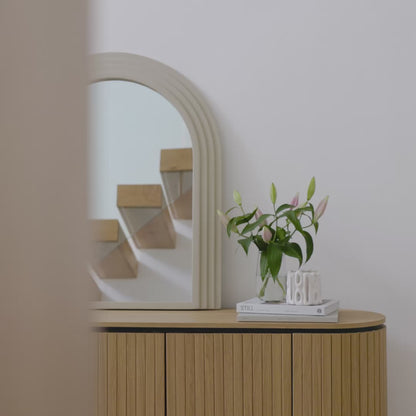 Kubu 70cm Wooden Round Mirror - Taupe - Laura James