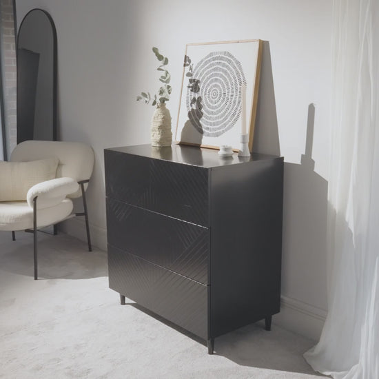 Jack 3 Chest of Drawers - Black - Laura James 