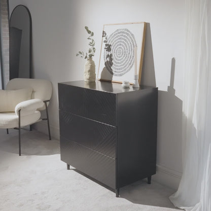 Jack 3 Chest of Drawers - Black - Laura James 