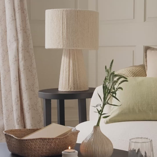 Lohi 52cm Table Lamp - Natural Chenille - Laura James