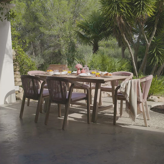 Shiro Pink Rope Wooden Garden Chairs - Set of 2 - Laura James