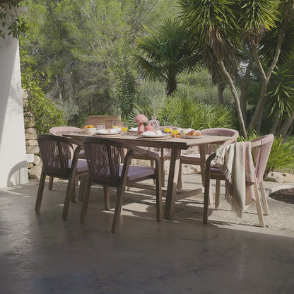 Shiro Pink Rope Wooden Garden Chairs - Set of 2 - Laura James