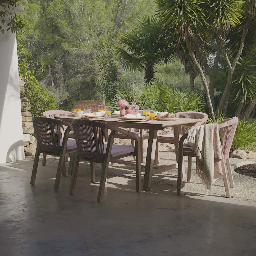 Shiro Pink Rope Wooden Garden Chairs - Set of 2 - Laura James
