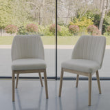 Chloe Light Beige Boucle Dining Chairs - Set of 2 - Whitewash Oak Legs - Laura James 