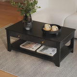 Jade Jet Black Mango Wood Rectangular Coffee Table - Laura James
