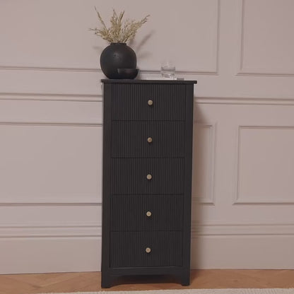 Jade 5 Drawer Tallboy - Jet Black - Laura James