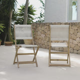 Cove White Acacia Garden Chair - Set of 2 - Beige Rope - Laura James