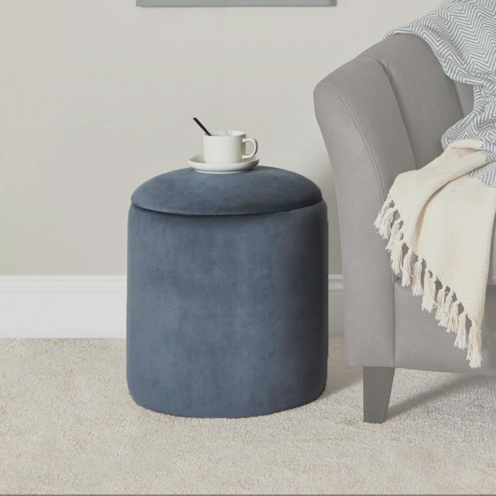 Abigail Storage Pouffe/Footstool - Horizon Blue - Laura James 