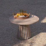 Willow Round Wooden Garden Coffee Table - Brushed Light Acacia - Laura James