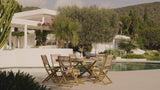 Ashby Wooden Round Folding Table Set with Cove Rope Garden Dining Chairs - Laura James 