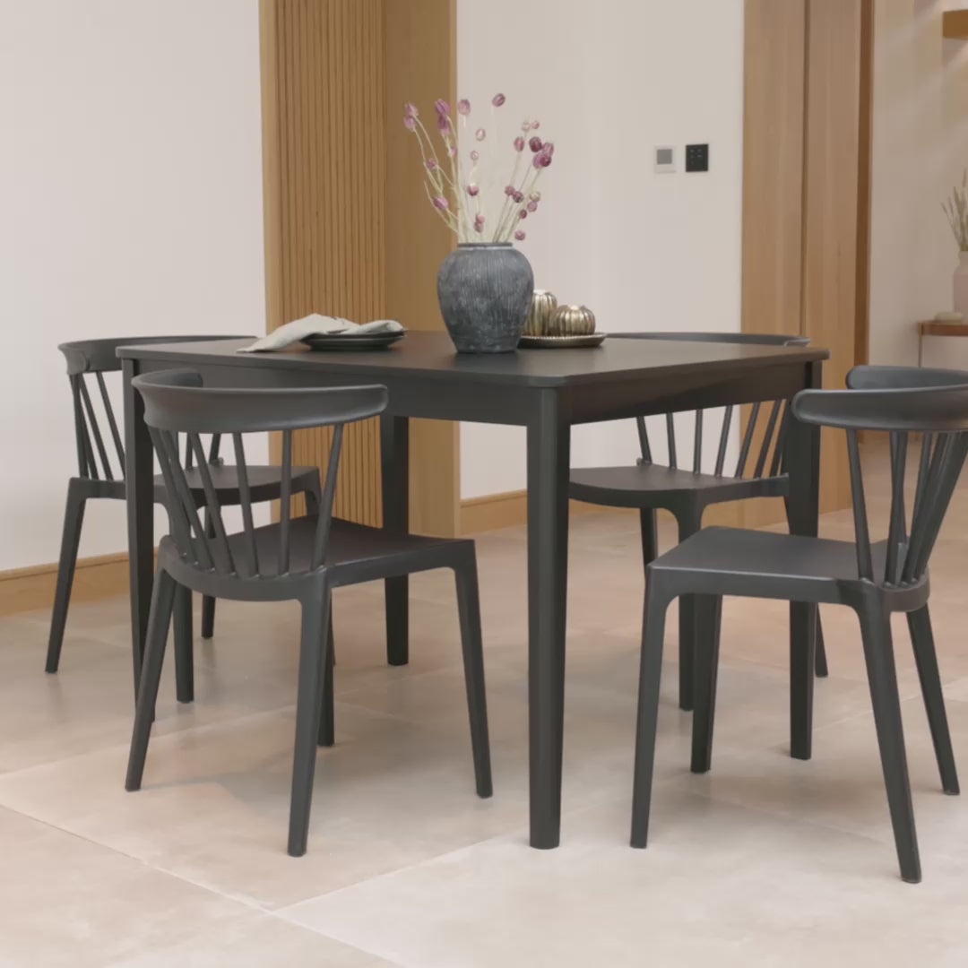 Paul Large Black Oak Extending Dining Table Set -   Seater - Agatha Black Dining Chairs - Laura James