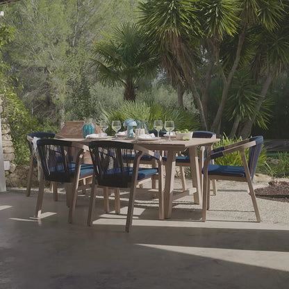Shiro Navy Rope Wooden Garden Chairs - Set of 2 - Laura James
