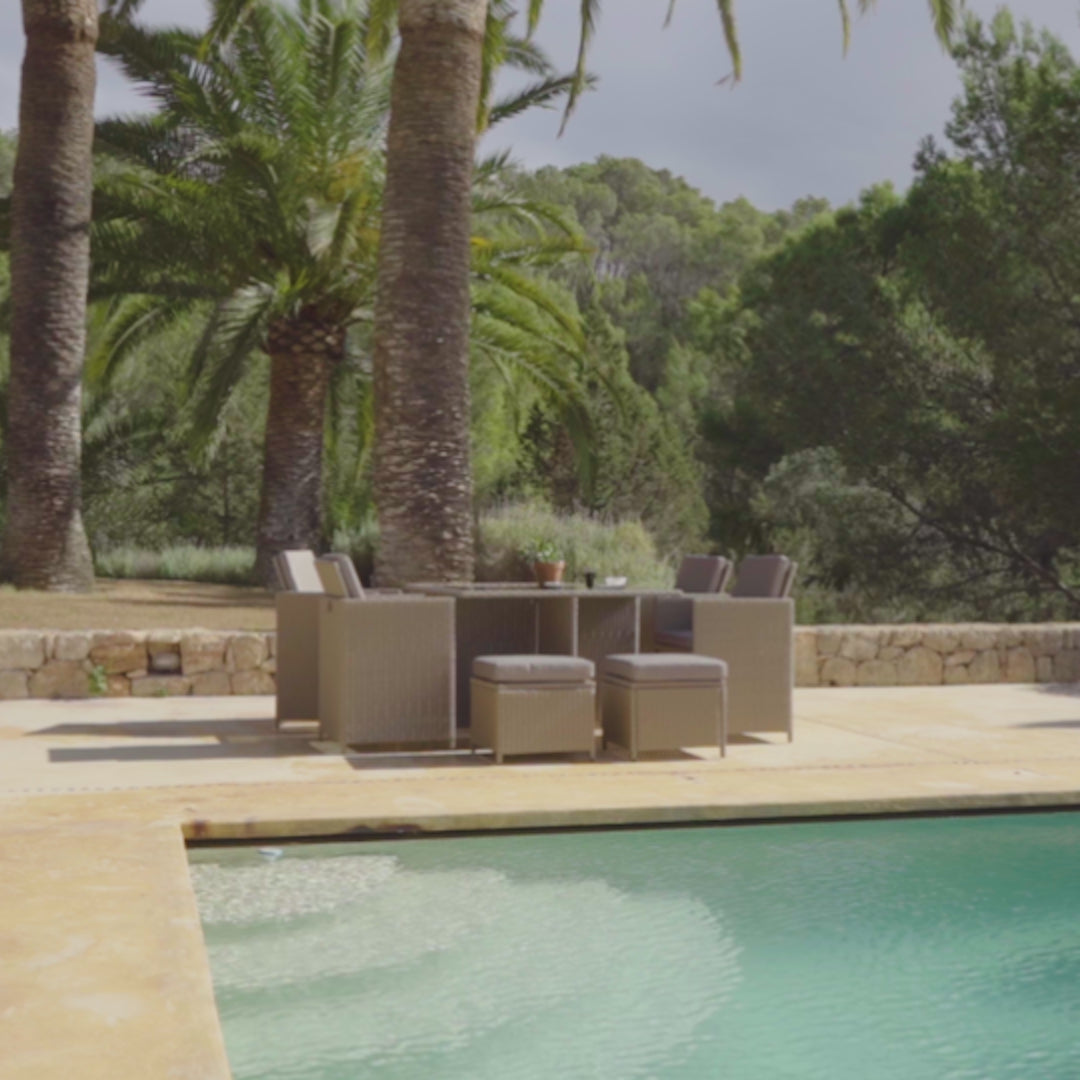 Cube 8 Seater Natural Weave Outdoor Dining Set - Laura James
