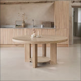 Marlon Whitewash Oak Round Dining Table - Large - Laura James 