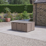 10 Seater-Rattan_Cube_Outdoor_Dining_Set_Brown_Weave_Polywood_Top- Laura James