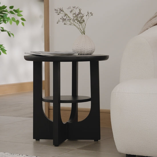 Delphi 50cm Side Table, Jet Black Acacia 1x1 - Laura James
