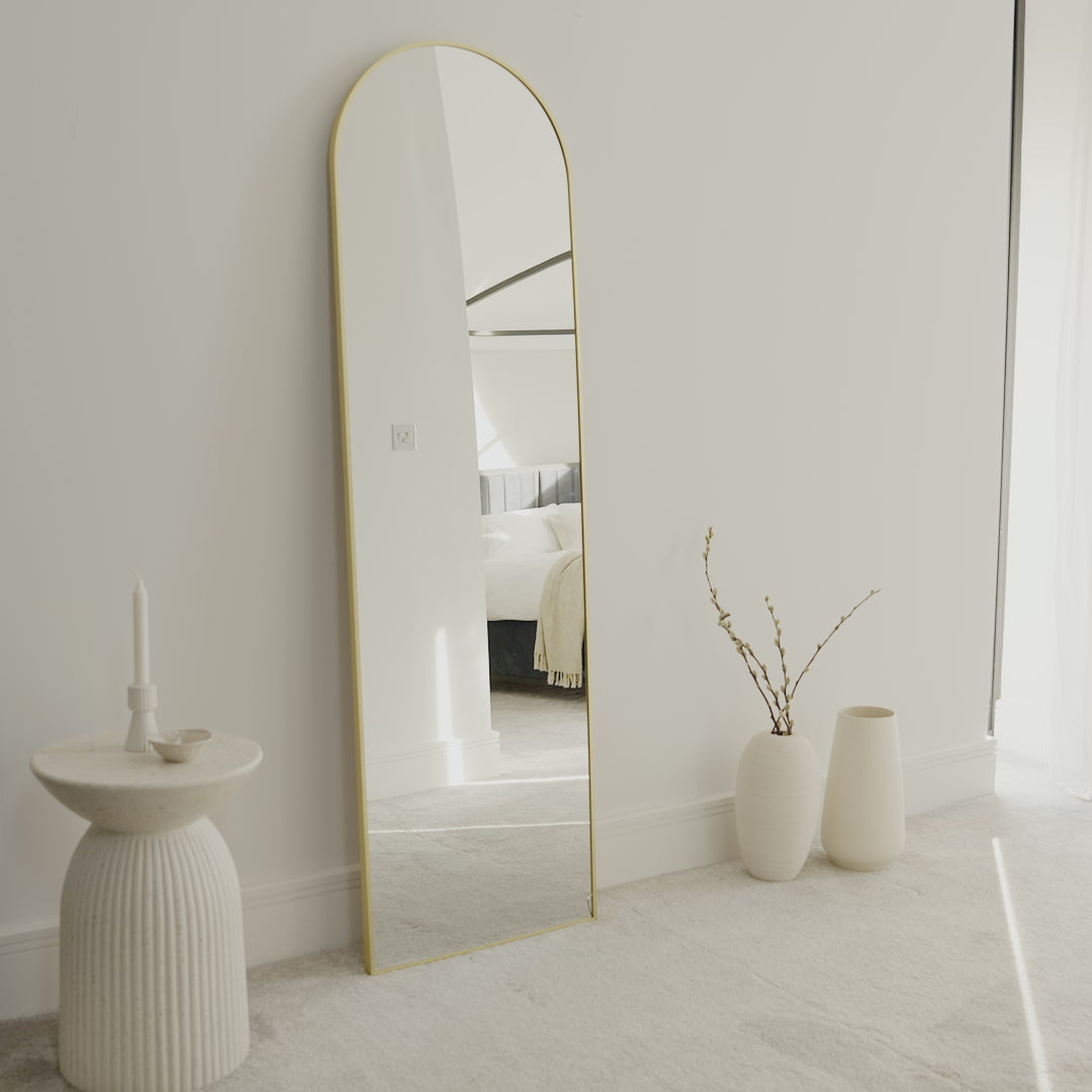 Ingham 170x50cm Full Length Arch Mirror  - Gold - Laura James 