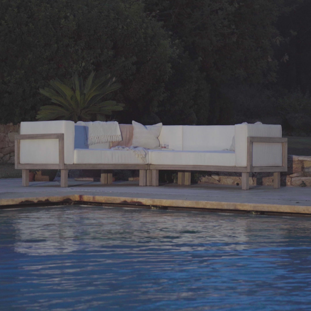 Akira Chunky Wood and Fabric Corner Sofa - Laura James