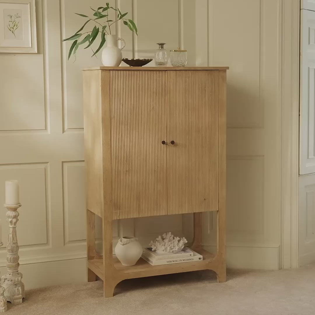 Jade 2 Door Tall Cabinet - Chalked Mango Wood - Laura James