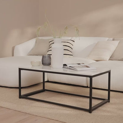 Nara White Marble Coffee Table - Black Frame - Laura James