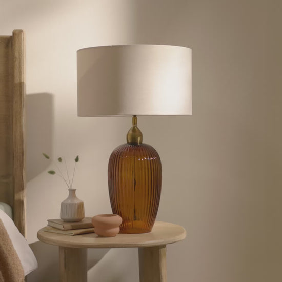 Ramsdell Dark Amber Glass Table Lamp Base - 31cm - Laura James 