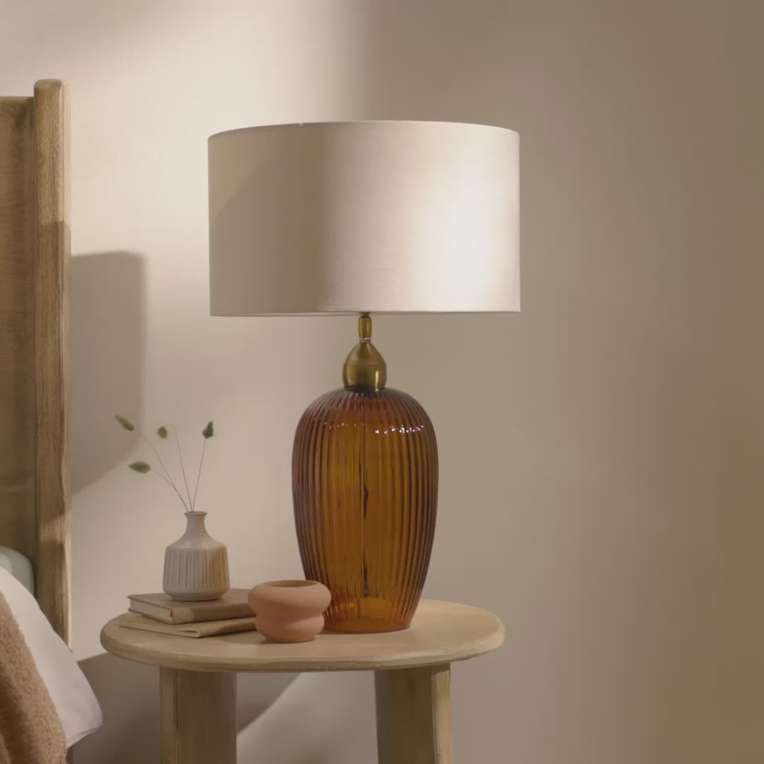 Ramsdell Dark Amber Glass Table Lamp Base - 31cm - Laura James 
