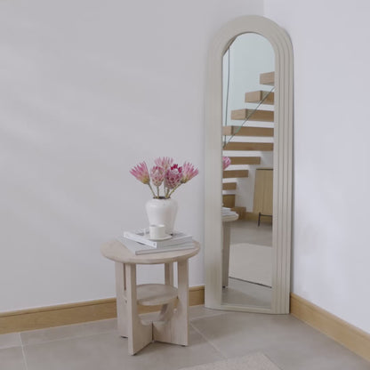 Kubu 170 x 50cm Wooden Arch Mirror - Taupe - Laura James
