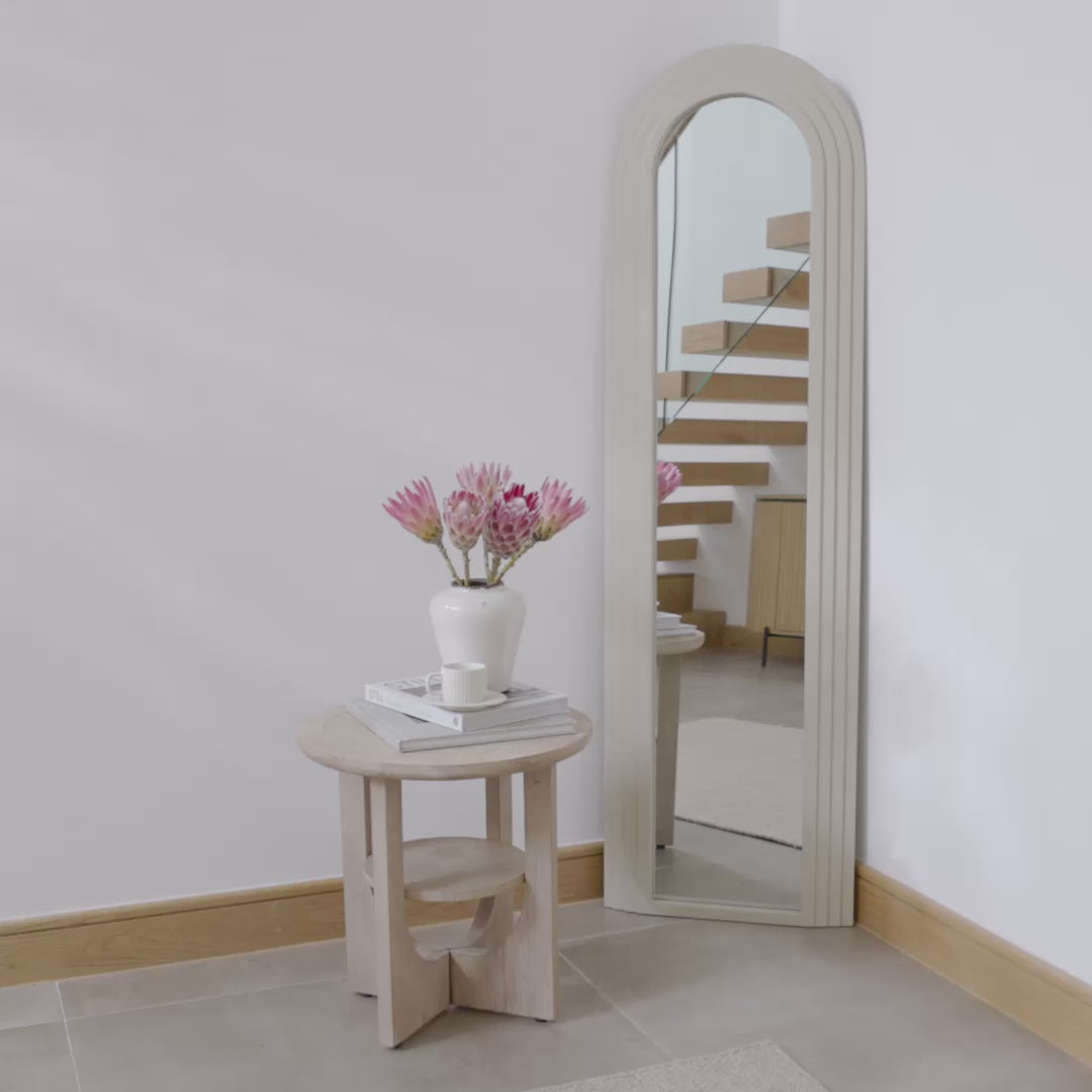 Kubu 170 x 50cm Wooden Arch Mirror - Taupe - Laura James