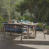 Shiro 6 Seater Wooden Garden Dining Set with 2 Shiro Benches & 2 Shiro Chairs - Navy Rope - Laura James