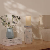 Sintra Ceramic 26.5cm Candle Holder - Cornflower Reactive Glaze - Laura James