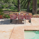 Hali 6 Seater Wooden Outdoor Dining Set with Hali Pink Chairs & Grey Premium Cantilever Parasol - 175cm