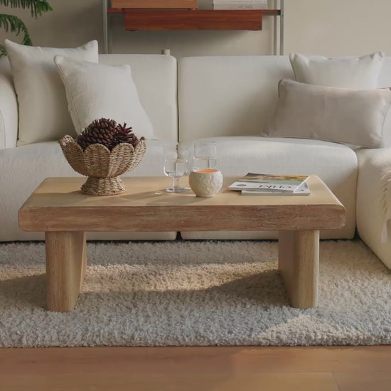 Nevaeh Rectangular Coffee Table - Chalked Mango Wood - Laura James