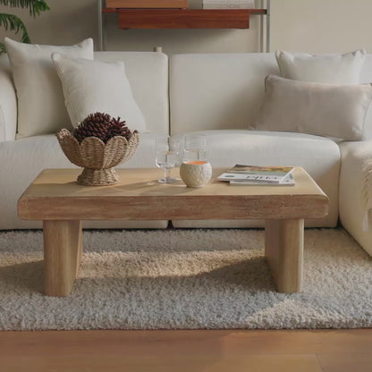 Nevaeh Rectangular Coffee Table - Chalked Mango Wood - Laura James