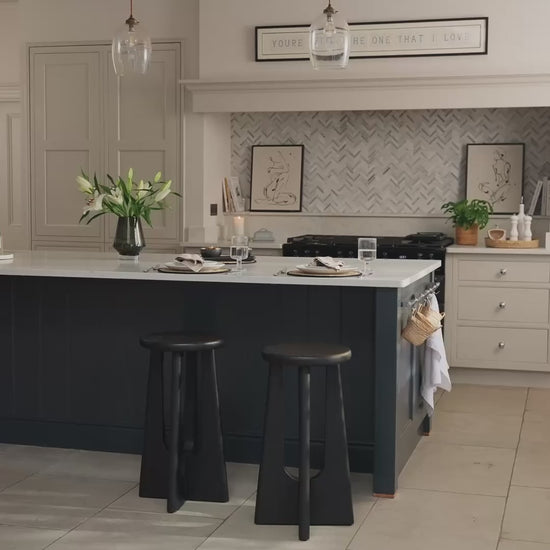 Kehlani Jet Black Mango Wood Bar Stool - Laura James 