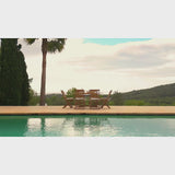 Ashby 6 Seater Wooden Rectangular Garden Dining Set with Grey LED Premium Parasol - 150cm