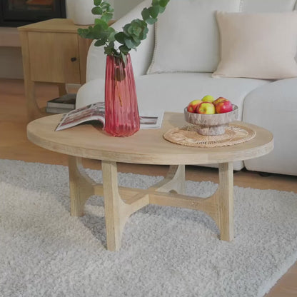 Jade Chalked Mango Wood Oval Coffee Table - Laura James